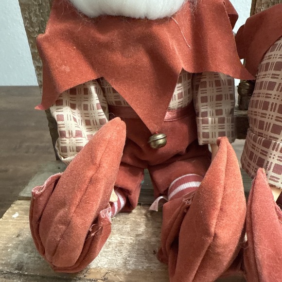 VTG 1954 Santa Pixie Elf Shelf Sitter Doll Christmas Tree Ornaments Decor Set/2 - Picture 4 of 8